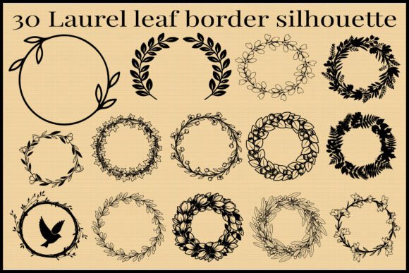 30 Laurel Leaf Wreath Border SVG Bundle: Elegant Graphics for Branding & Marketing Illustrations