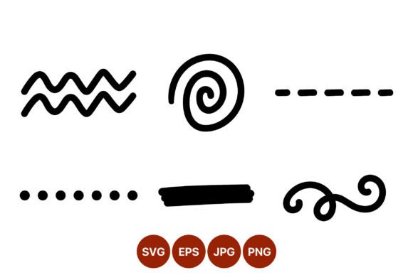 Black Line Art Waves Spiral Dots Dashes – Graphics for Modern Illustrations and Editorial Design