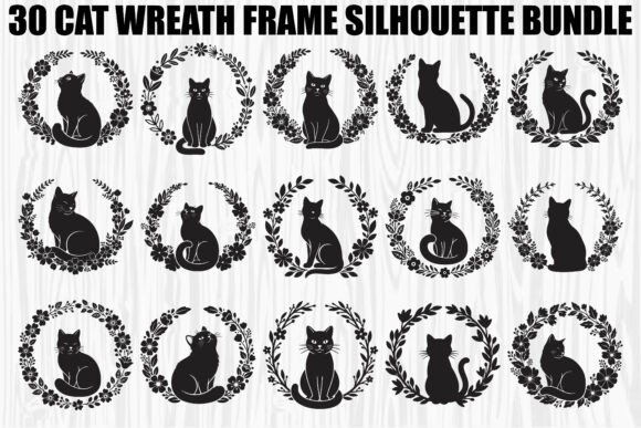 Cat Wreath Frame SVG Bundle – Elegant Graphics for Crafters & Illustration Lovers