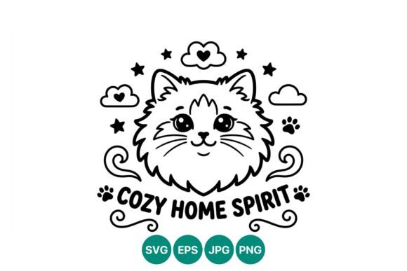 Cute Cat Face Cozy Home Spirit Vector: A Designer’s Take on This Whimsical Illustration