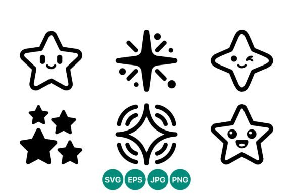 Cute Star Faces Graphics for Digital Sellers & Illustration Lovers