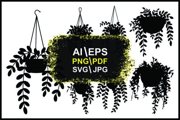 Hanging Plants Potted Plants Silhouettes: Clean Graphics for Editorial and Web Design