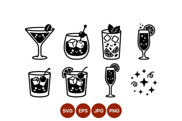 Happy Cocktail Glass Vector Art for Branding & Marketing Graphics