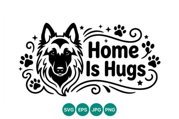 Home is Hugs Dog Face Vector Art: A Versatile Graphic for Lifestyle Blogging and Content Publishing