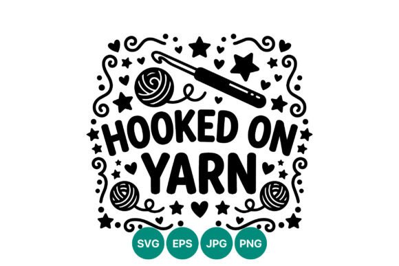 Hooked on Yarn Crochet Vector Graphics & Illustrations