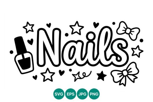 Nails Text Nail Polish Stars Bows Graphics for Crafters & Etsy Sellers