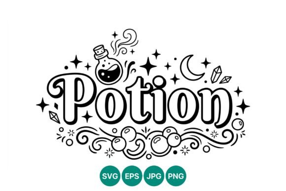 Potion Magic Bottle Black White Vector: A Versatile Graphic for Crafters & Etsy Sellers
