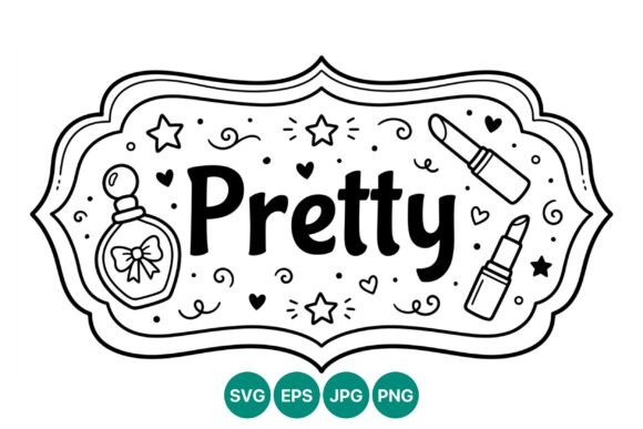 Pretty Text Vector Art with Makeup Icons: A Feminine Illustration for Blog Graphics and Editorial Design