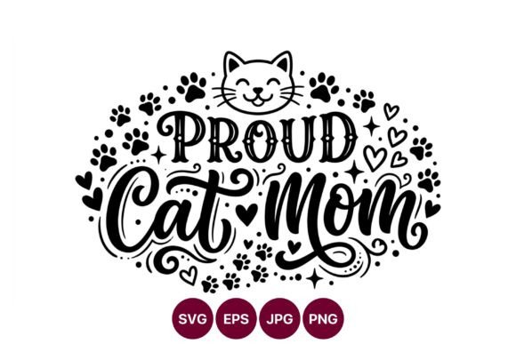Proud Cat Mom Smiling Cat Face Vector: Playful Illustrations for Local Branding
