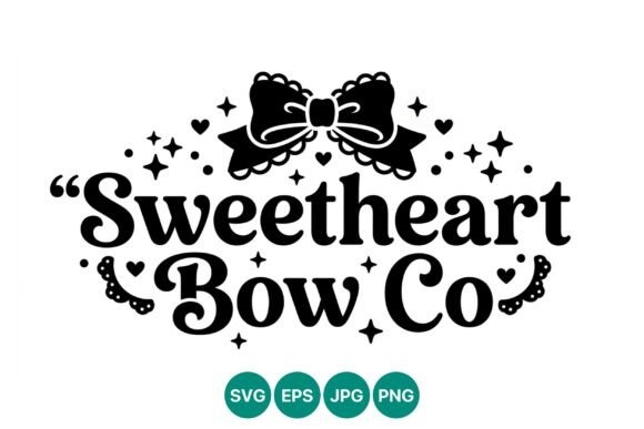 Sweetheart Bow Co Ribbon Phrase Vector: Elegant Graphics for Local Branding