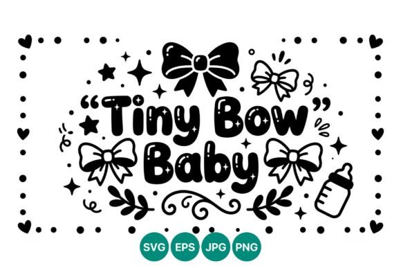 Tiny Bow Baby Cute Calligraphic Vector Graphics & Illustrations